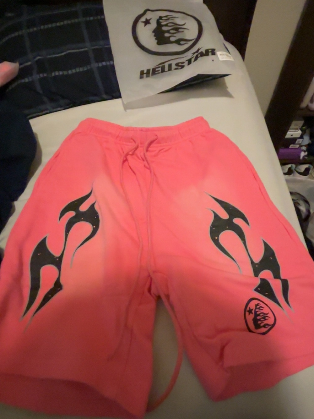 Hellstar Pink Graphic Flame Sweatshorts